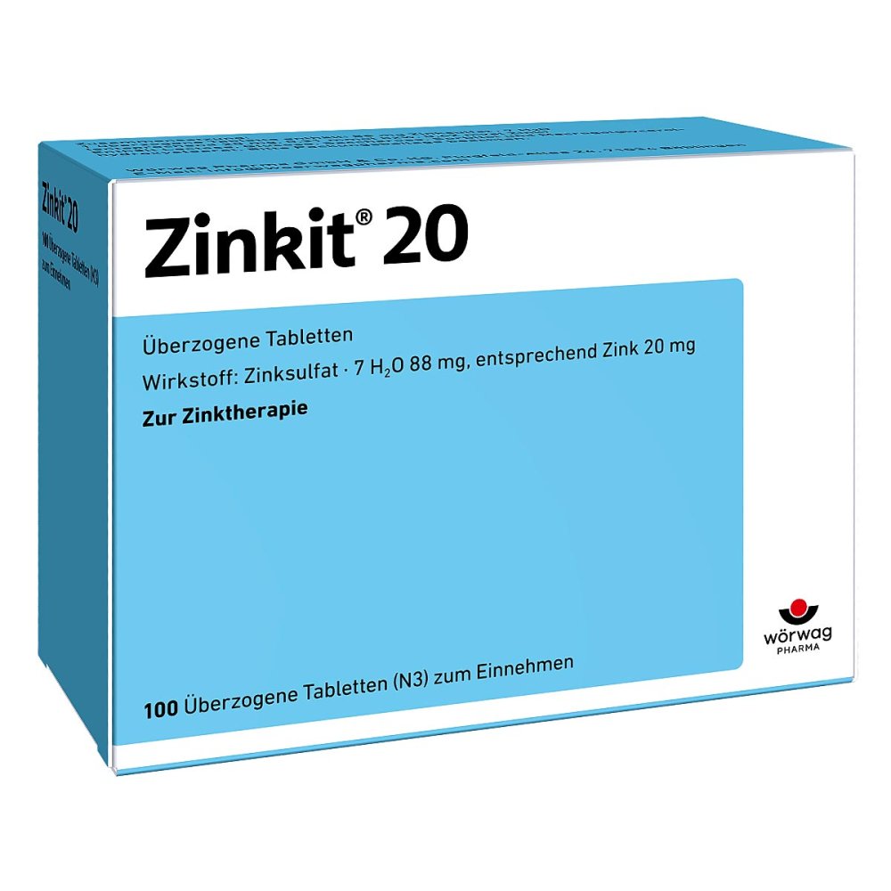 Das Produktfoto zeigt Zinkit 20 Überzogene Tabletten (100 stk) PZN 04435278