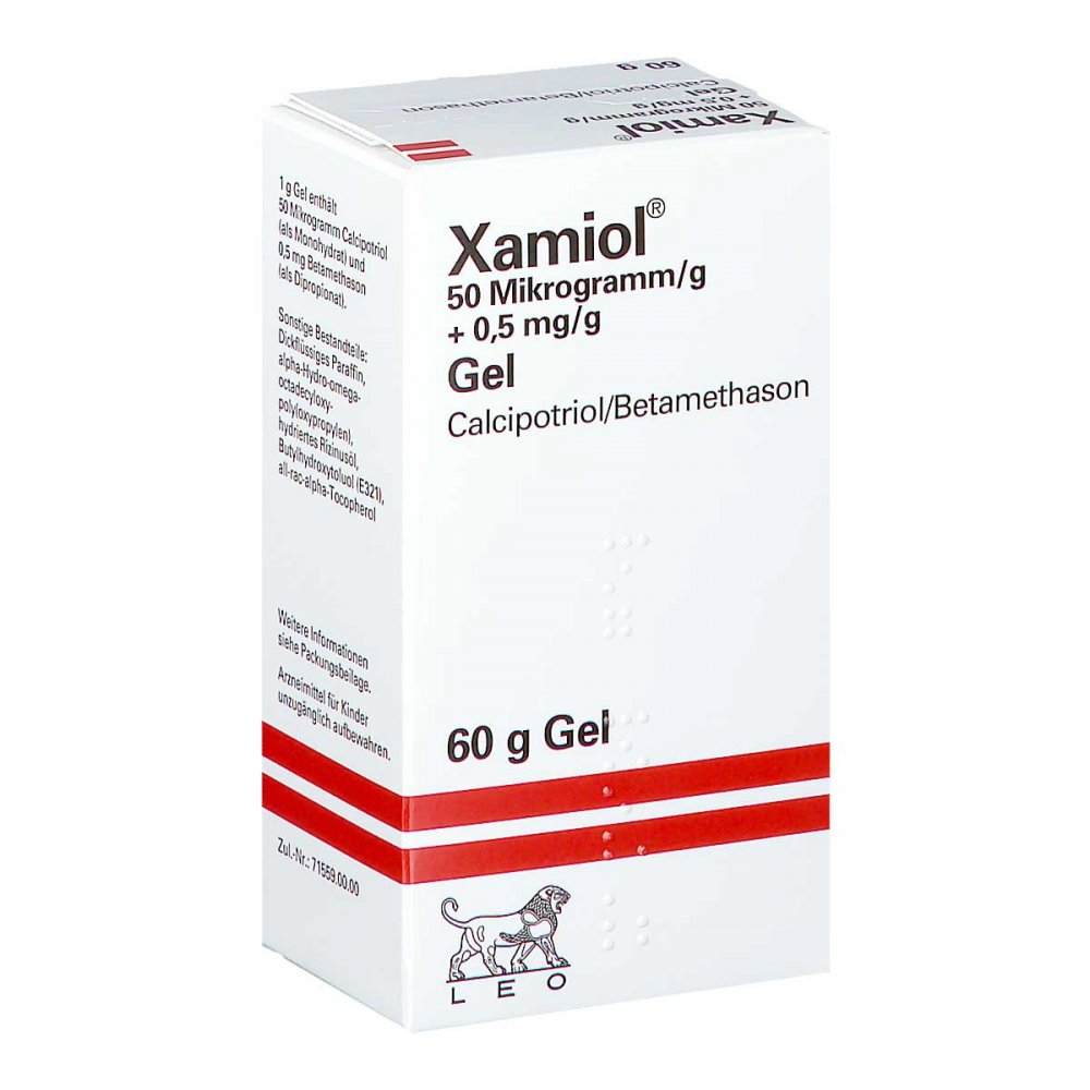 Das Produktfoto zeigt Xamiol 50 Mikrogramm/G+0,5 Mg/G Gel (60 g) PZN 04436295
