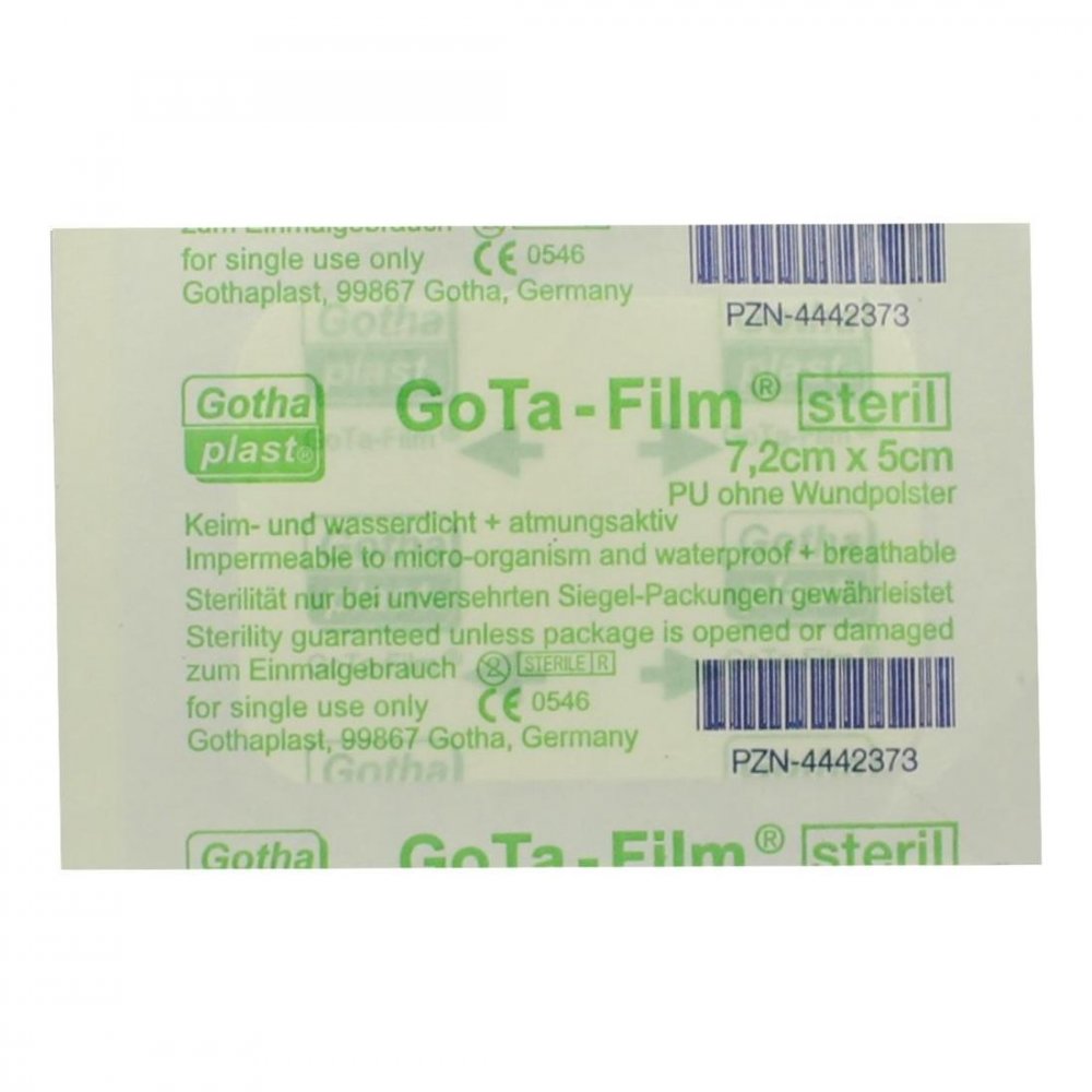 Das Produktfoto zeigt Gota Film Steril 5x7,2 Cm Pflaster (1 stk) PZN 04442373
