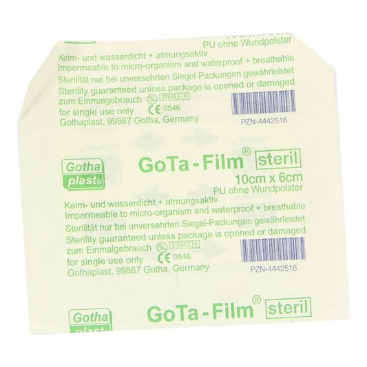Das Produktfoto zeigt Gota Film Steril 6x10 Cm Pflaster (1 stk) PZN 04442516