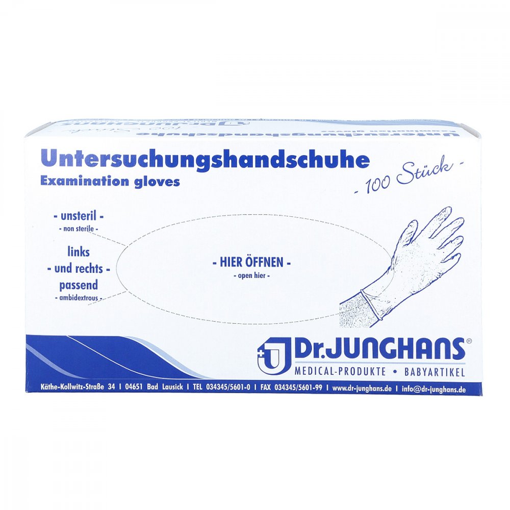 Das Produktfoto zeigt Handschuhe Einmal Vinyl Mittel (100 stk) PZN 04444449