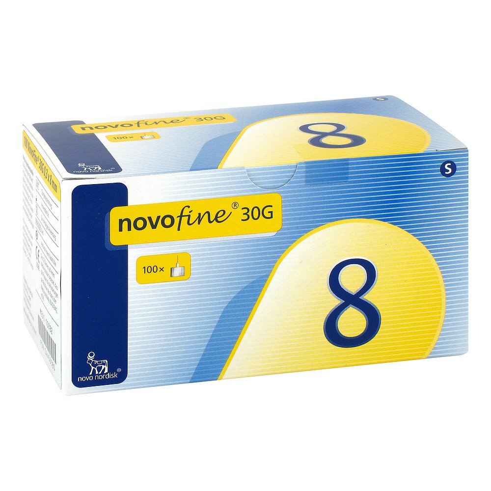 Das Produktfoto zeigt Novofine Nadeln 0,30x8 Mm (100 stk) PZN 04450585