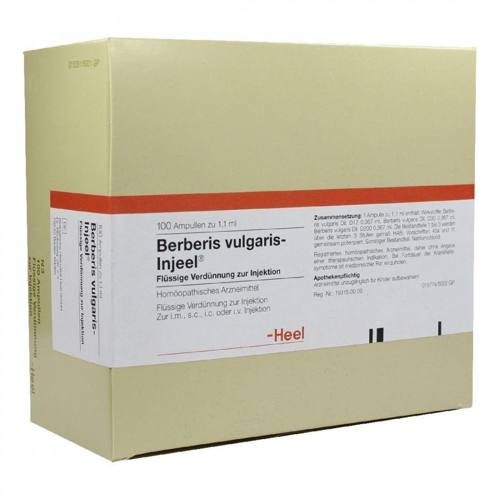 Das Produktfoto zeigt Berberis Vulgaris Injeel Ampullen (100 stk) PZN 04462068