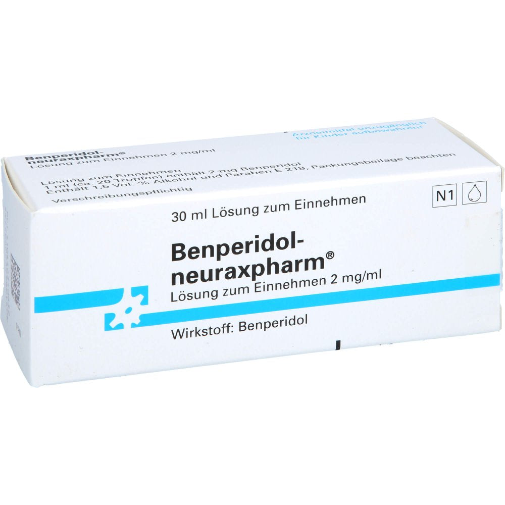 Das Produktfoto zeigt Benperidol-Neuraxpharm Lösung Zum Einnehmen (30 ml) PZN 04463406