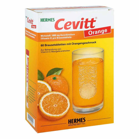Das Produktfoto zeigt Hermes Cevitt Orange Brausetabletten (60 stk) PZN 04470895