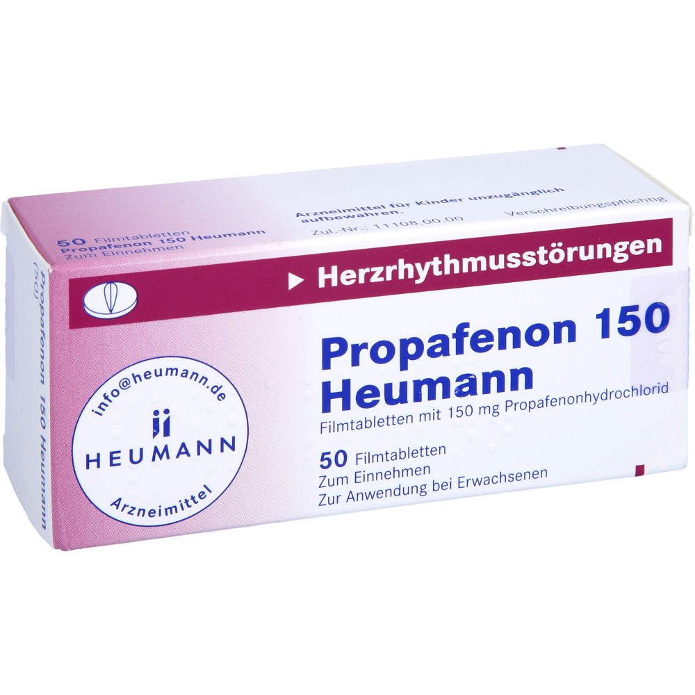 Das Produktfoto zeigt Propafenon 150 Heumann Filmtabletten (50 stk) PZN 04473103