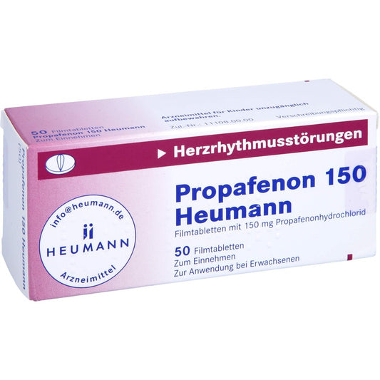 Das Produktfoto zeigt Propafenon 150 Heumann Filmtabletten (50 stk) PZN 04473103