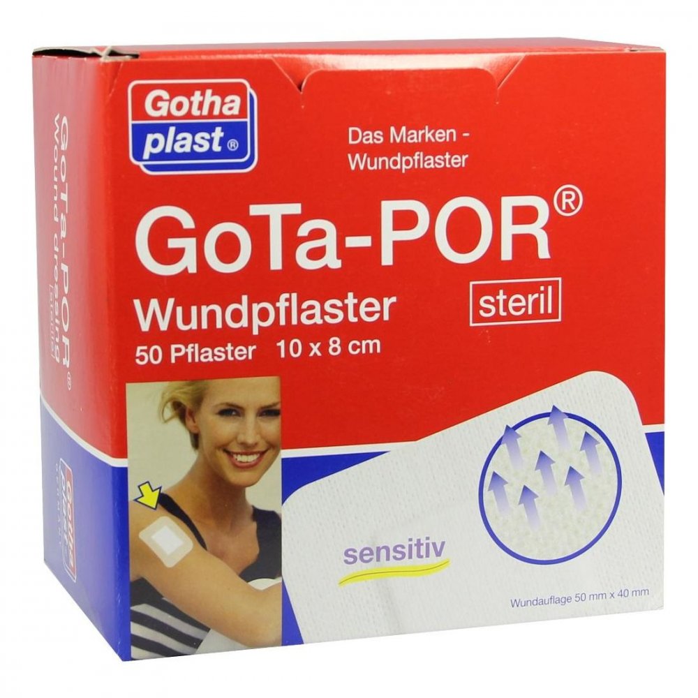 Das Produktfoto zeigt Gota-Por Wundpflaster Steril 80x100 Mm (50 stk) PZN 04473623