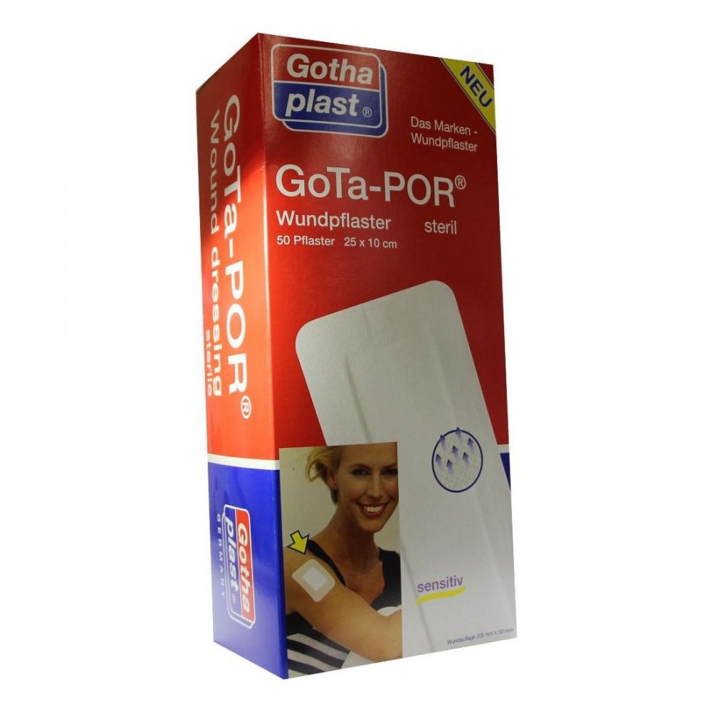 Das Produktfoto zeigt Gota-Por Wundpflaster Steril 100x250 Mm (50 stk) PZN 04473698