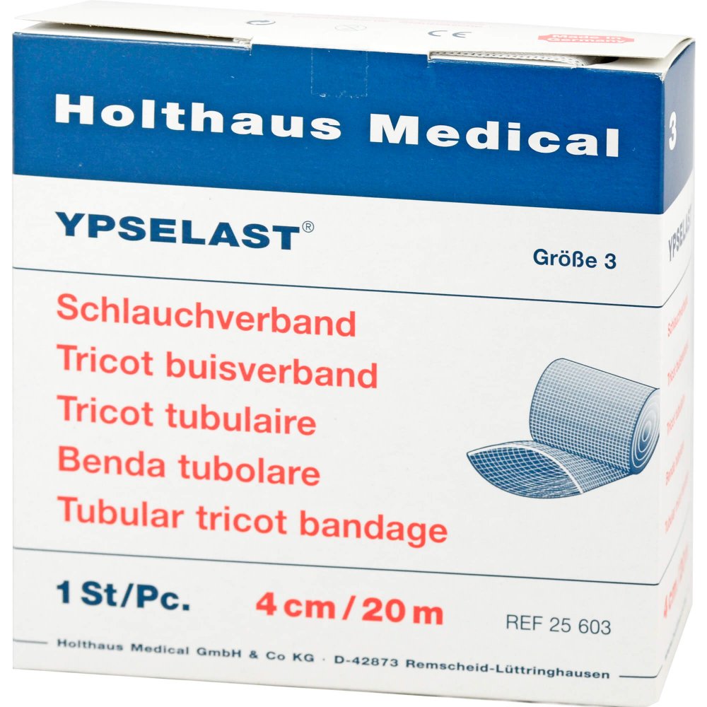 Das Produktfoto zeigt Schlauchverband Ypselast Gr.3 20 M Weiß (1 stk) PZN 04473801