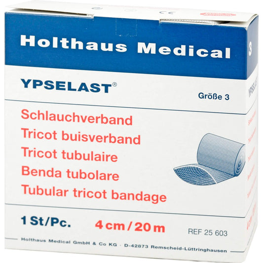 Das Produktfoto zeigt Schlauchverband Ypselast Gr.3 20 M Weiß (1 stk) PZN 04473801