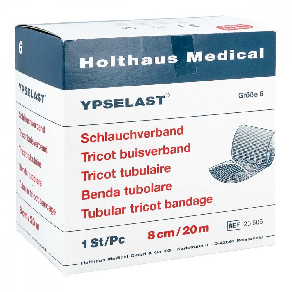 Das Produktfoto zeigt Schlauchverband Ypselast Gr.6 20 M Weiß (1 stk) PZN 04473824