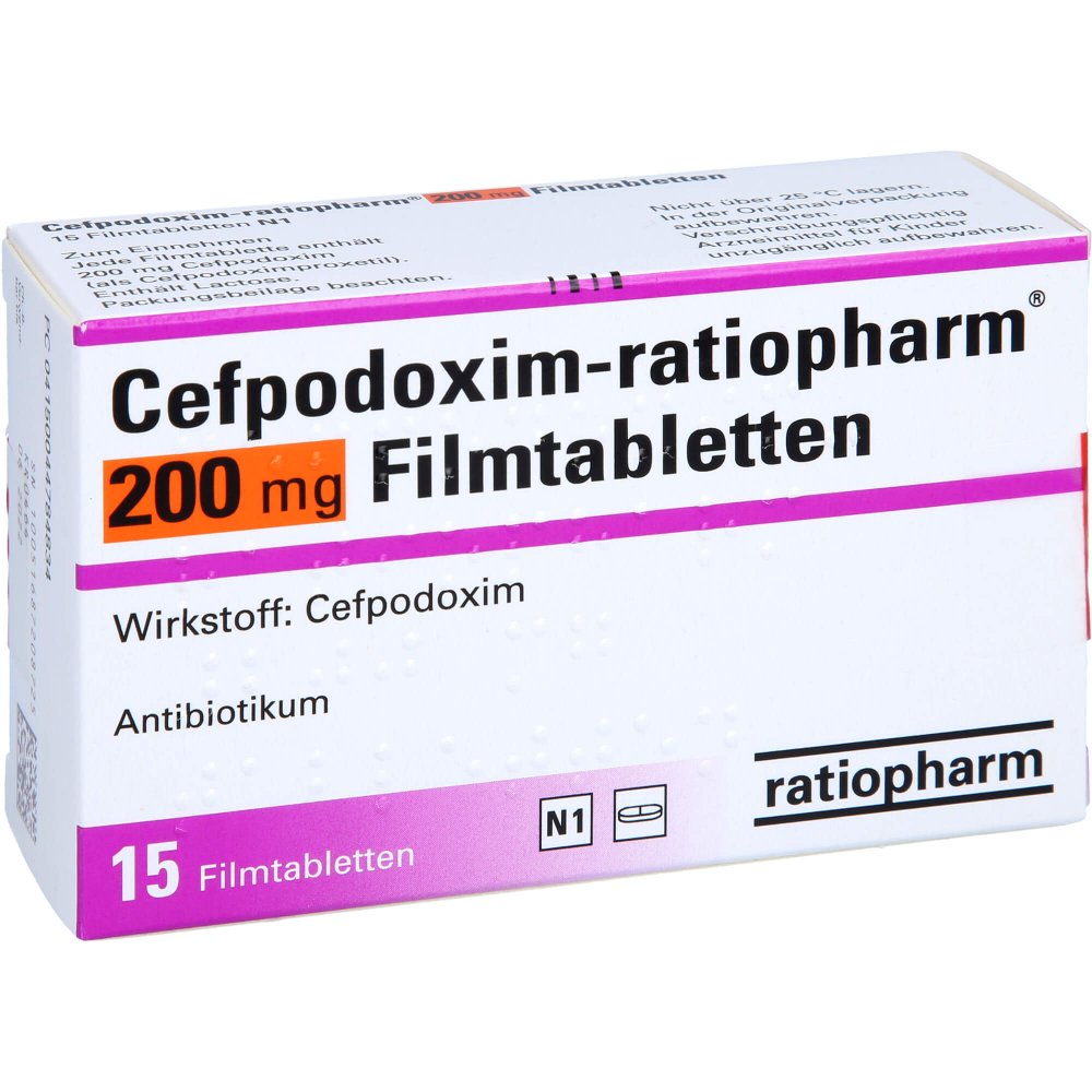 Cefpodoxim-Ratiopharm 200 Mg Filmtabletten (15 stk)