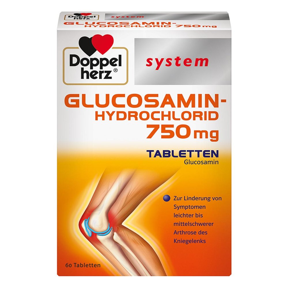 Das Produktfoto zeigt Doppelherz Glucosamin-Hydrochlorid 750mg Syst.Tab. (60 stk) PZN 04516338