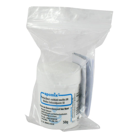 Das Produktfoto zeigt Pasta Zinci Oxid. Mollis Sr (50 g) PZN 04546167