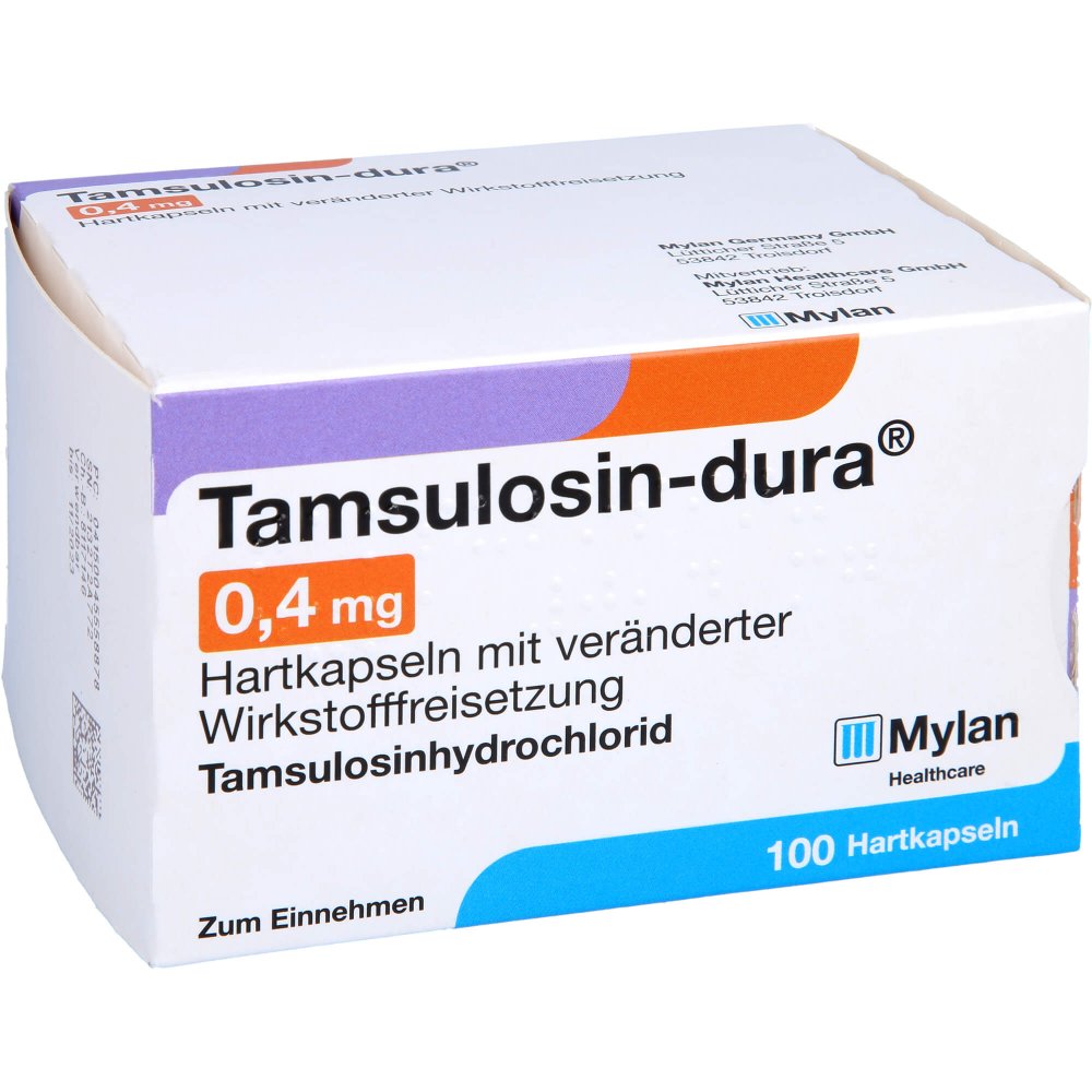 Das Produktfoto zeigt Tamsulosin Dura 0,4 Mg Hartk.M.Veränd.Wst.-Frs. (100 stk) PZN 04555887