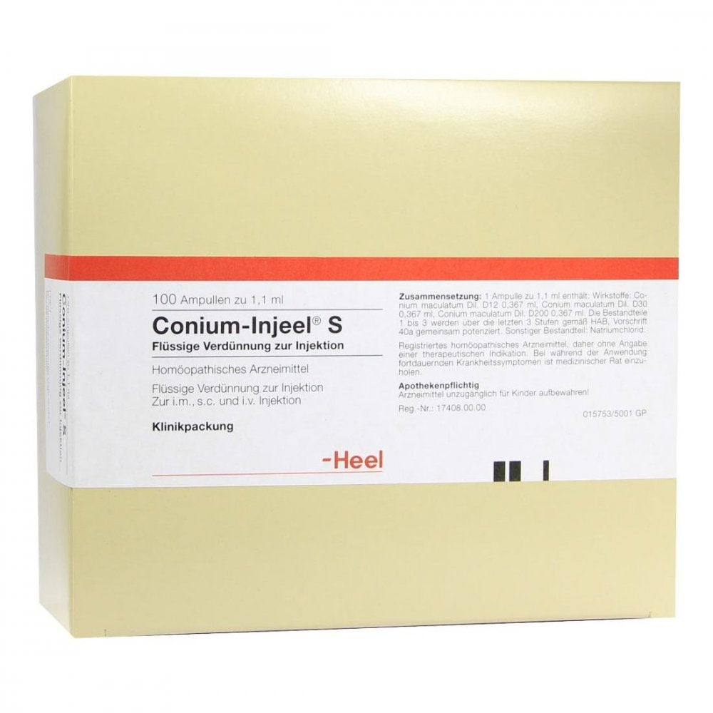 Das Produktfoto zeigt Conium Injeel S Ampullen (100 stk) PZN 04562568
