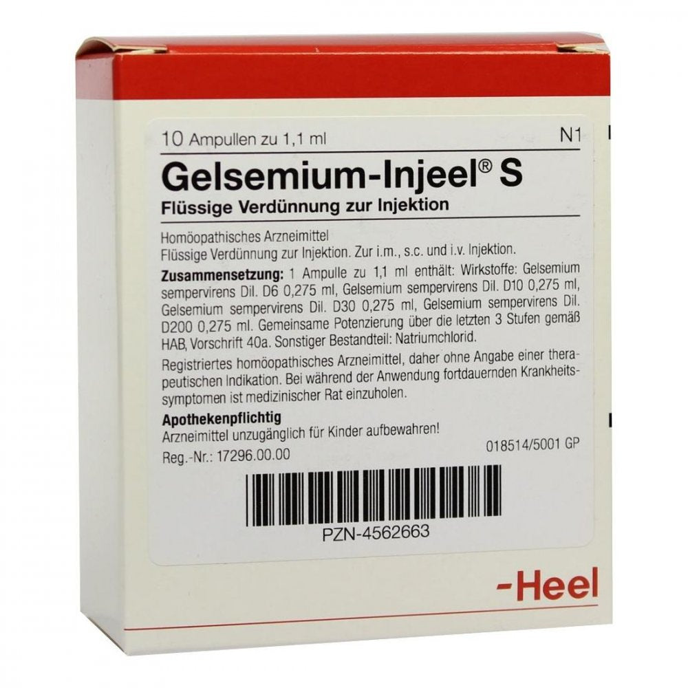 Das Produktfoto zeigt Gelsemium Injeel S Ampullen (10 stk) PZN 04562663