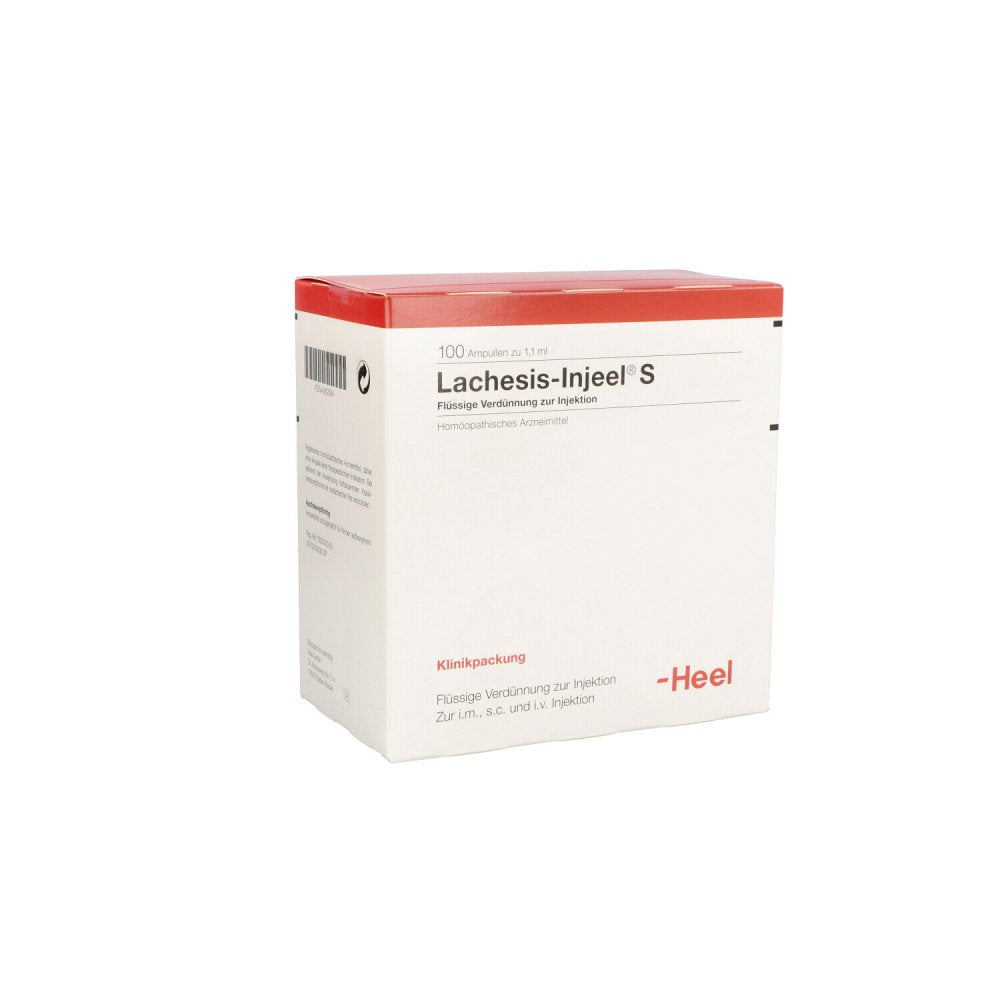 Das Produktfoto zeigt Lachesis Injeel S Ampullen (100 stk) PZN 04562924