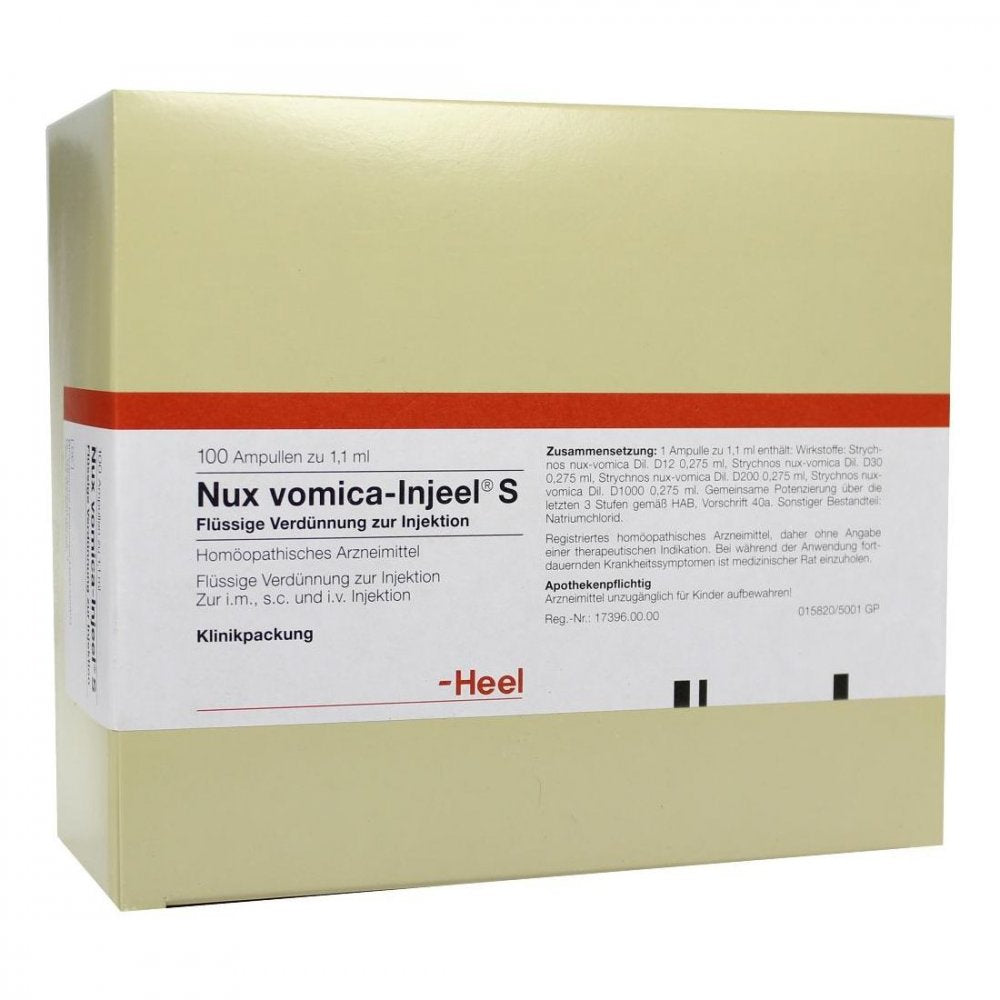 Das Produktfoto zeigt Nux Vomica Injeel S Ampullen (100 stk) PZN 04563094