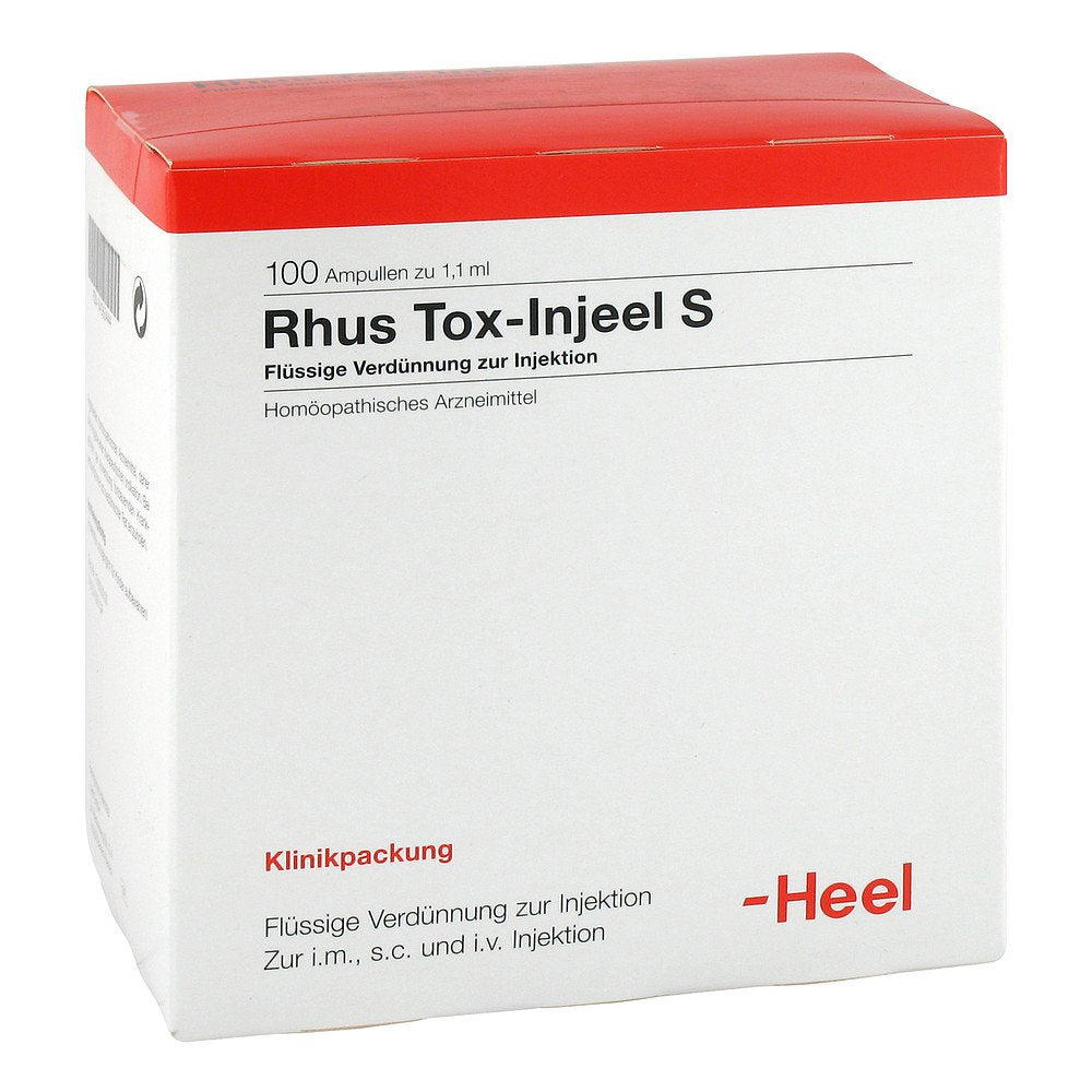 Das Produktfoto zeigt Rhus Tox Injeel S Ampullen (100 stk) PZN 04563444