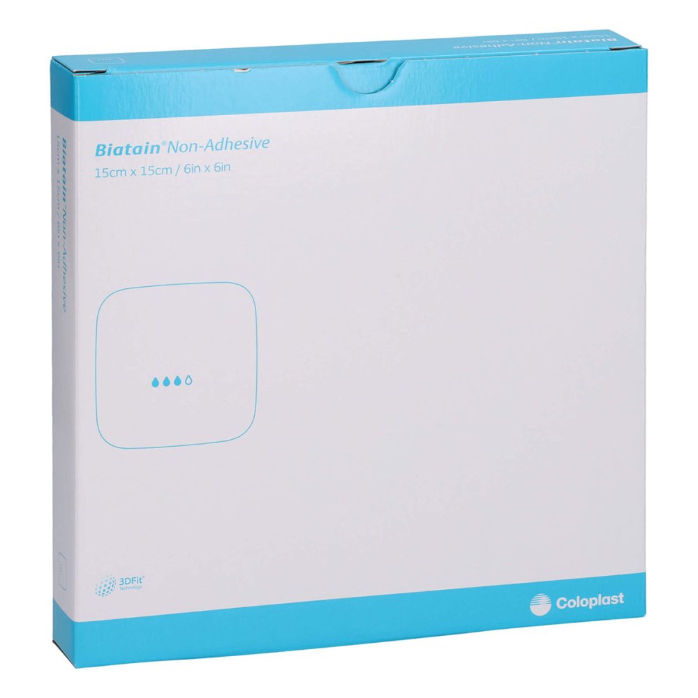 Das Produktfoto zeigt Biatain Schaumverband 15x15 Cm Nicht Haftend (5 stk) PZN 04569091