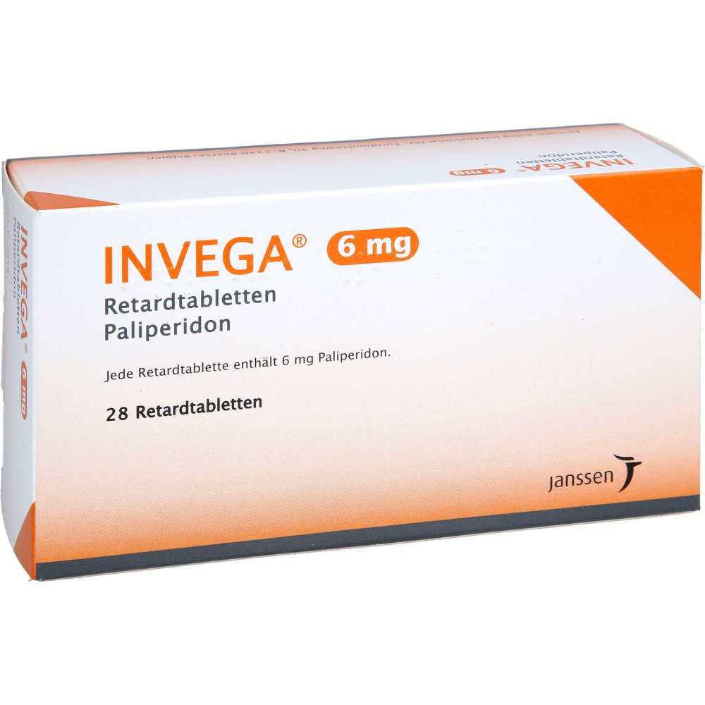 Das Produktfoto zeigt Invega 6 Mg Retardtabletten (28 stk) PZN 04597443