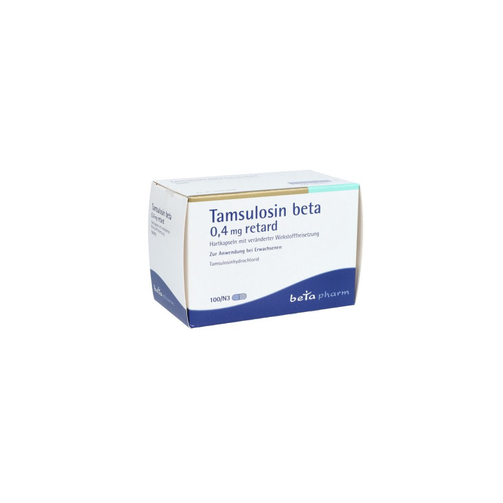 Das Produktfoto zeigt Tamsulosin Beta 0,4 Mg Retard Hartk.Verä.Wfrs. (100 stk) PZN 04604315