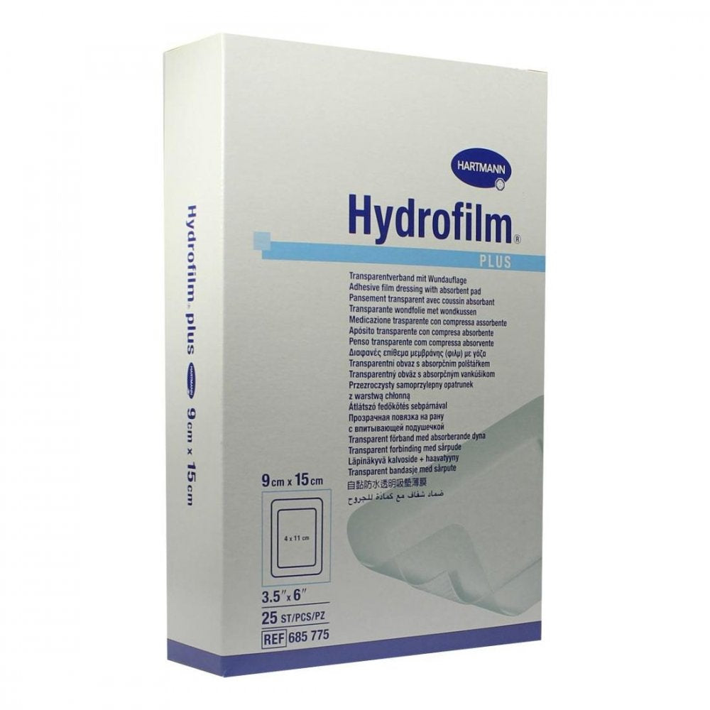 Das Produktfoto zeigt Hydrofilm Plus Transparentverband 9x15 Cm (25 stk) PZN 04609117