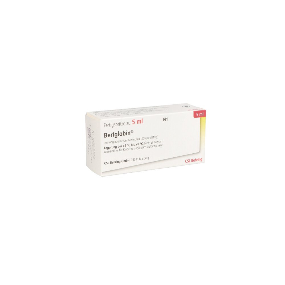 Das Produktfoto zeigt Beriglobin Fertigspritzen (5 ml) PZN 04616123