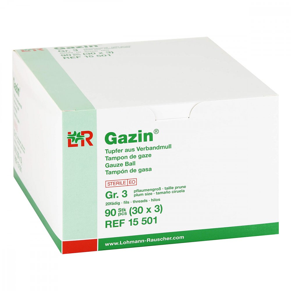 Gazin Tupfer Pflaumengroß Steril Gr.3 20fädig (30X3 stk)