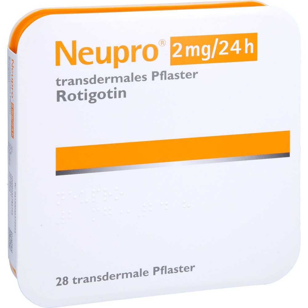 Das Produktfoto zeigt Neupro 2 Mg/24 H Transdermale Pflaster (28 stk) PZN 04637295