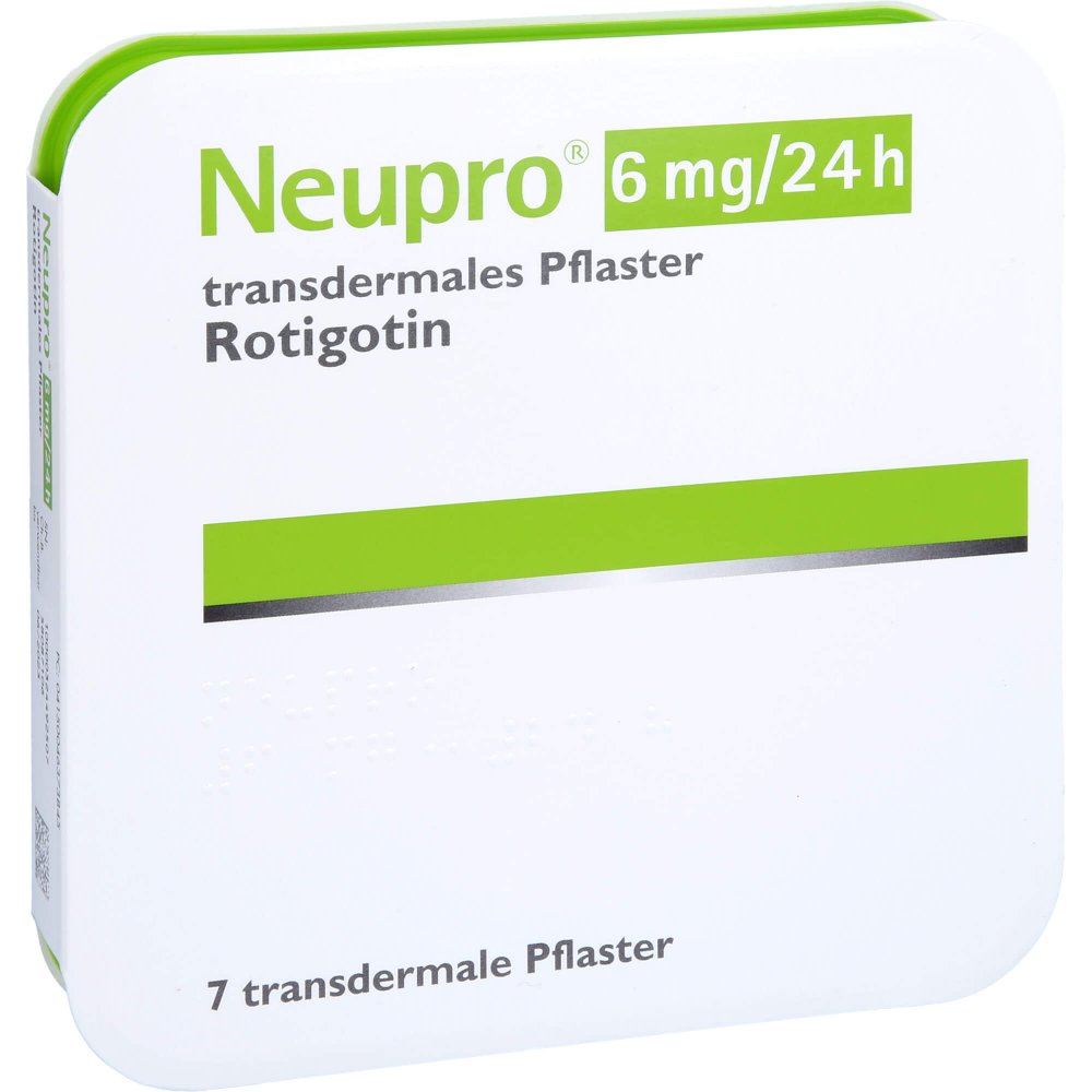 Das Produktfoto zeigt Neupro 6 Mg/24 H Transdermale Pflaster (7 stk) PZN 04637384