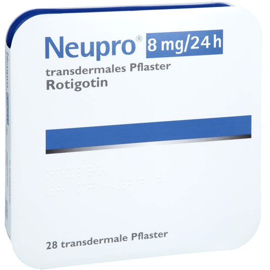 Das Produktfoto zeigt Neupro 8 Mg/24 H Transdermale Pflaster (28 stk) PZN 04637473