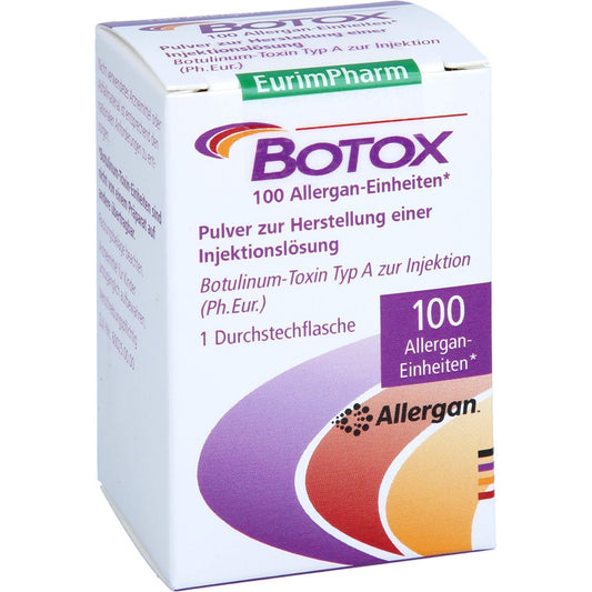 Das Produktfoto zeigt Botox 100 Allergan-Einheiten Plv.Z.Her.E.Inj.-Lsg. (1 stk) PZN 04651912