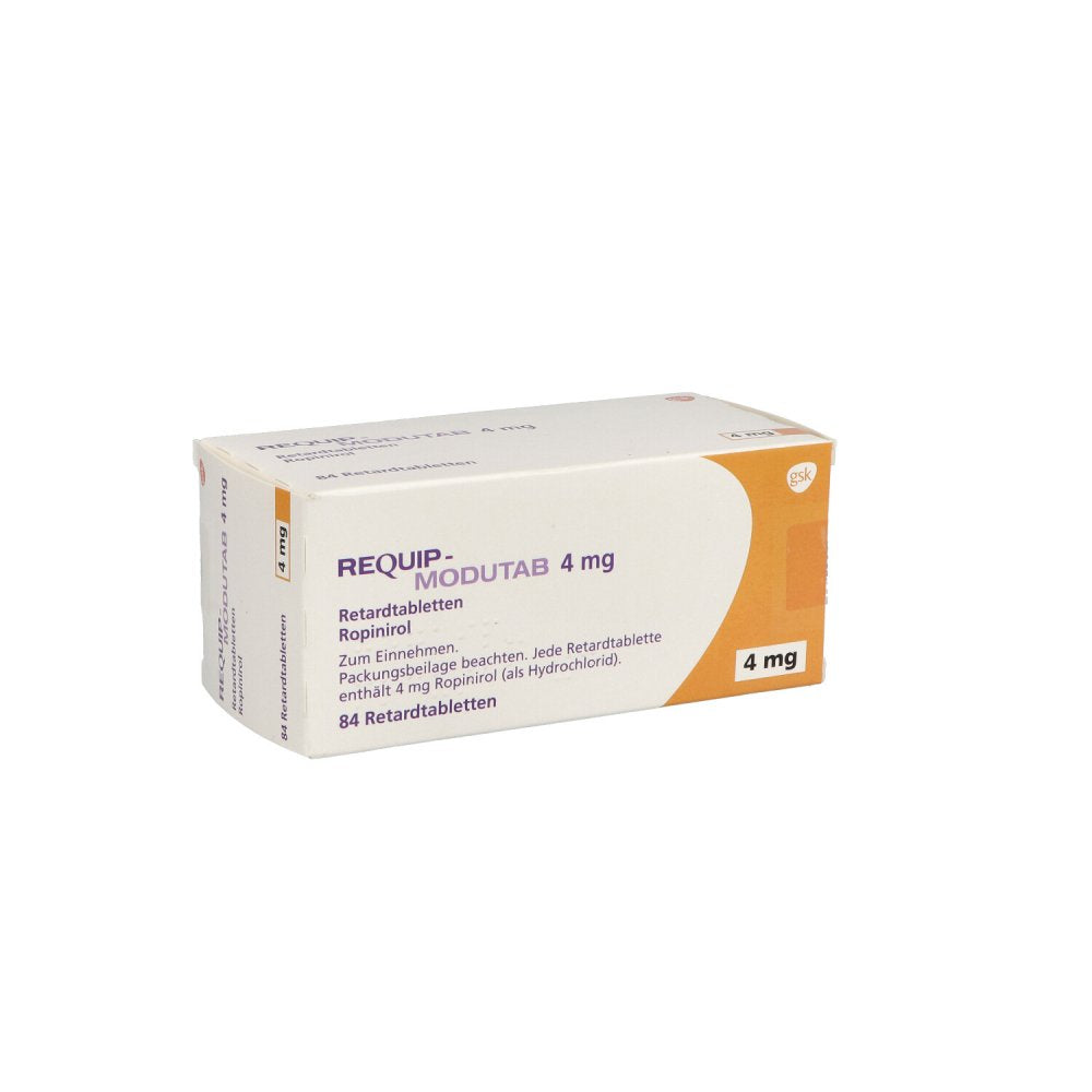 Das Produktfoto zeigt Requip-Modutab 4 Mg Retardtabletten (84 stk) PZN 04652099