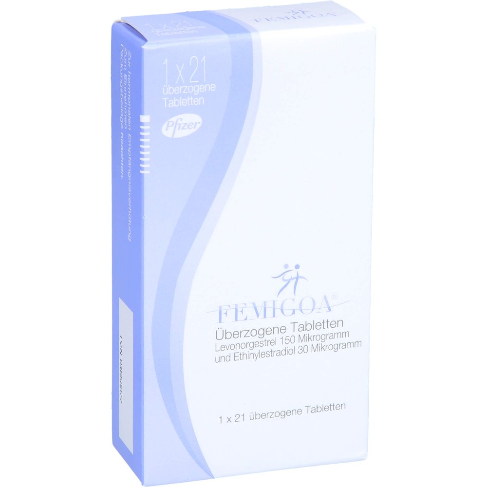 Das Produktfoto zeigt Femigoa Überzogene Tabletten (21 stk) PZN 04653377