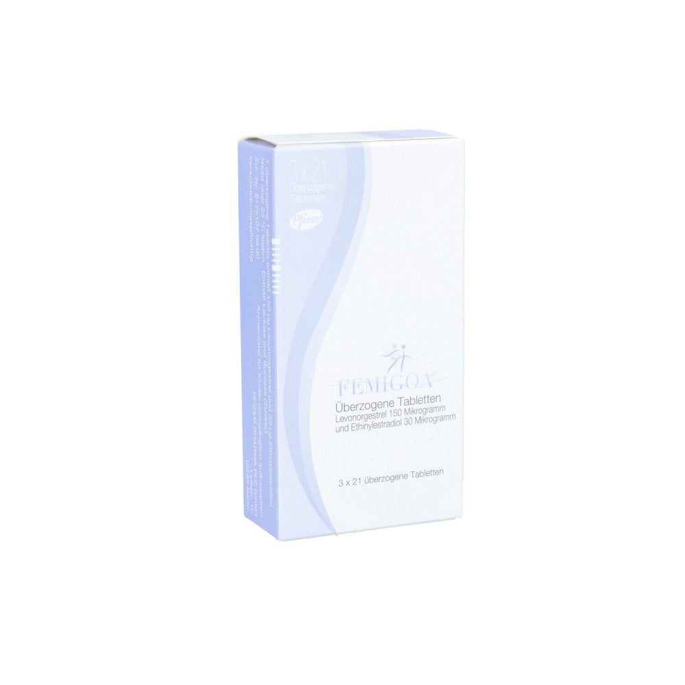 Das Produktfoto zeigt Femigoa Überzogene Tabletten (3X21 stk) PZN 04653383