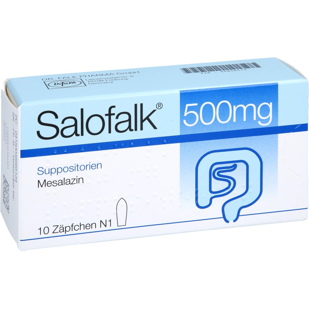 Das Produktfoto zeigt Salofalk 500 Mg Suppositorien (10 stk) PZN 04656513