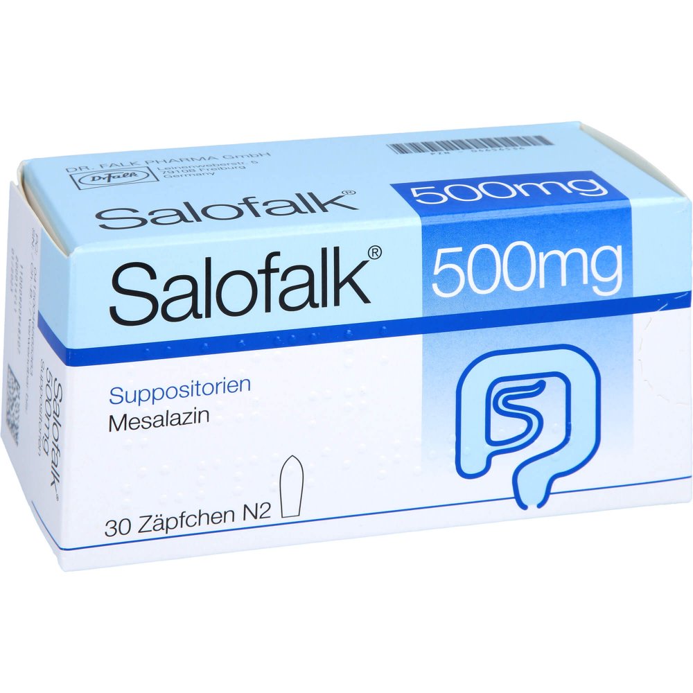 Das Produktfoto zeigt Salofalk 500 Mg Suppositorien (30 stk) PZN 04656536
