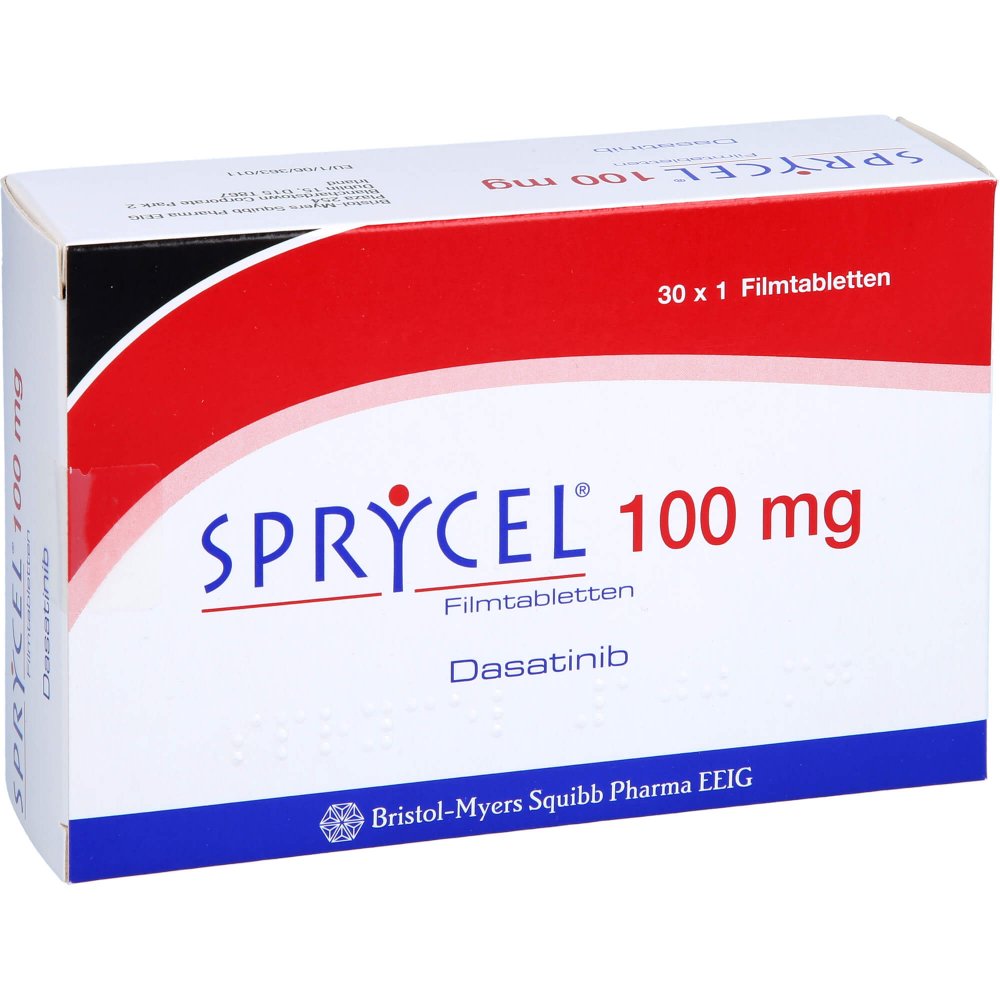 Das Produktfoto zeigt Sprycel 100 Mg Filmtabletten (30 stk) PZN 04658392
