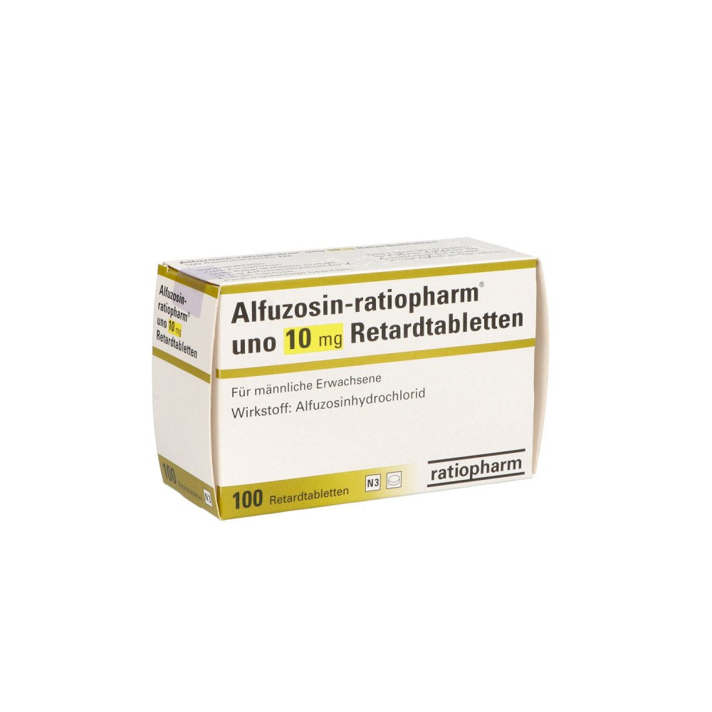Das Produktfoto zeigt Alfuzosin-Ratiopharm Uno 10 Mg Retardtabletten (100 stk) PZN 04673983