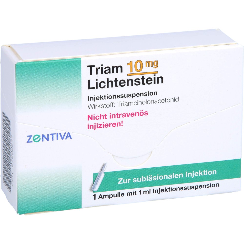Das Produktfoto zeigt Triam 10 Lichtenstein Kristallsuspension Ampullen (1X1 ml) PZN 04692644
