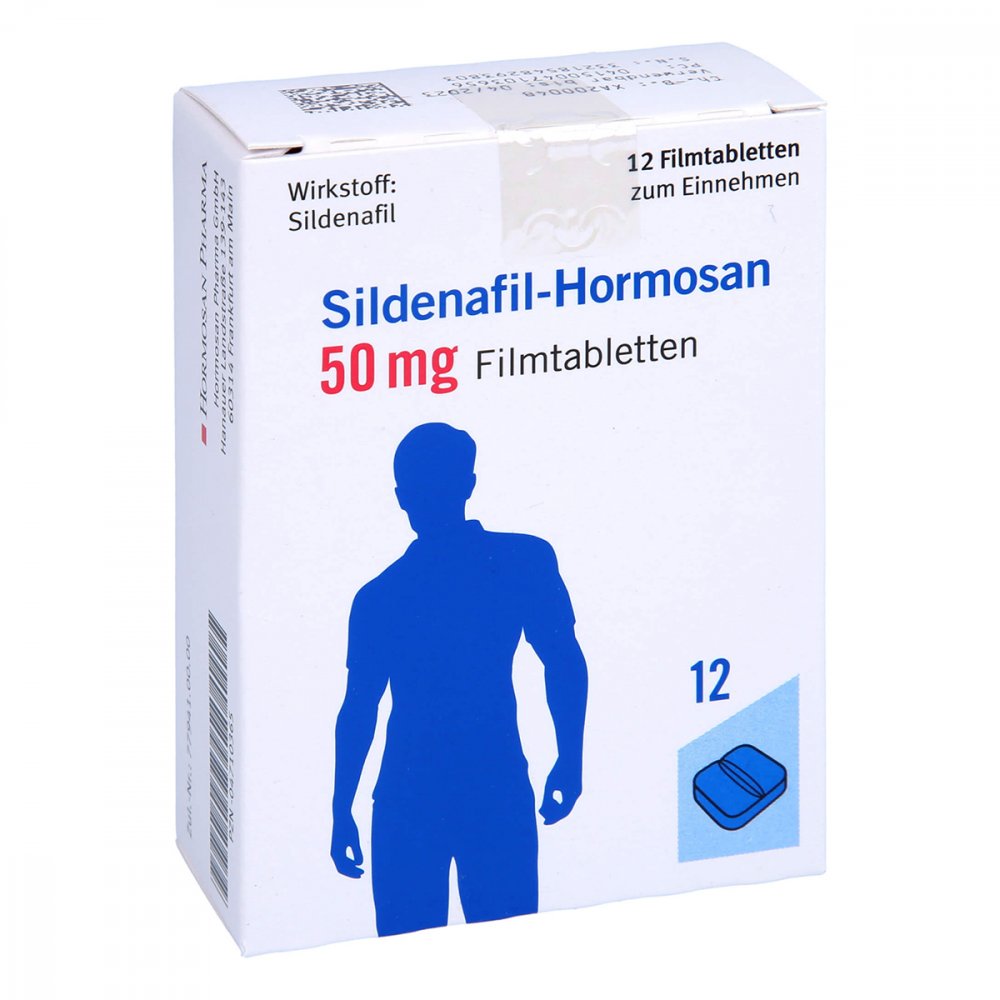 Das Produktfoto zeigt Sildenafil-Hormosan 50 Mg Filmtabletten (12 stk) PZN 04710365