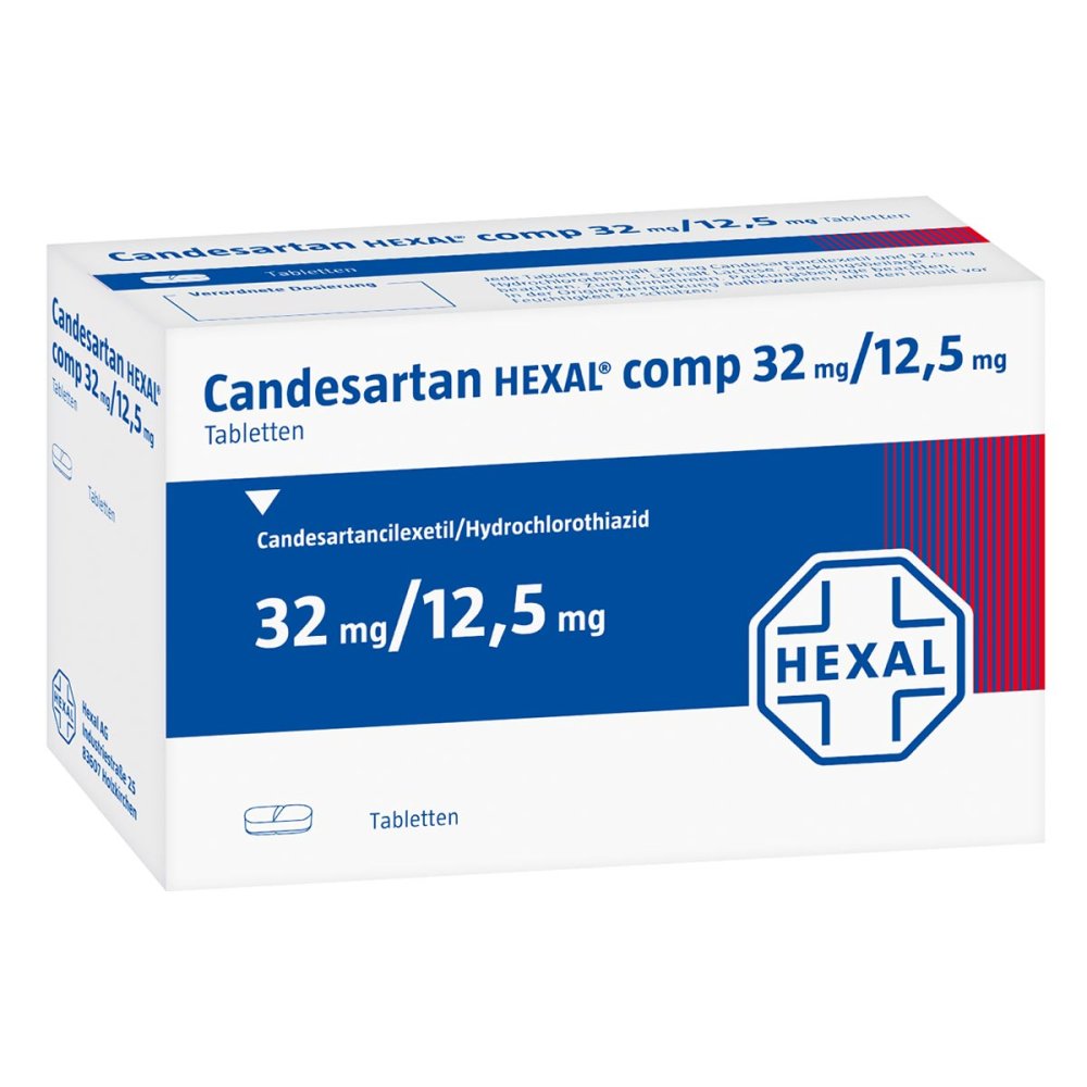 Das Produktfoto zeigt Candesartan Hexal Comp 32 Mg/12,5 Mg Tabletten (98 stk) PZN 04713487
