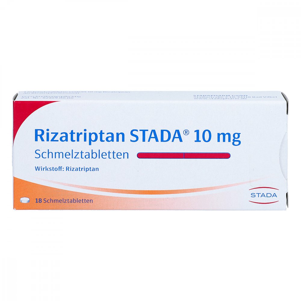 Das Produktfoto zeigt Rizatriptan Stada 10 Mg Schmelztabletten (18 stk) PZN 04714601