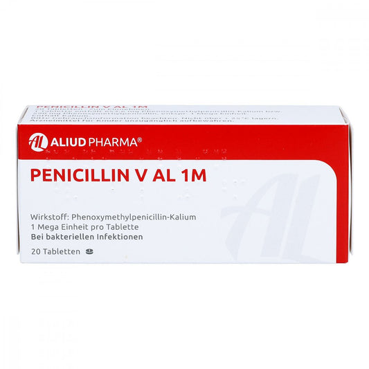 Das Produktfoto zeigt Penicillin V Al 1 M Tabletten (20 stk) PZN 04748356