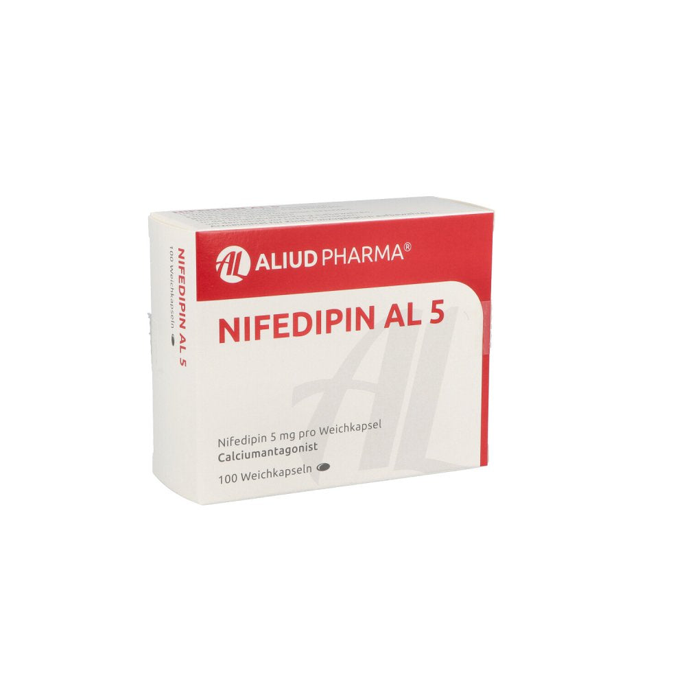 Das Produktfoto zeigt Nifedipin Al 5 Weichkapseln (100 stk) PZN 04748422