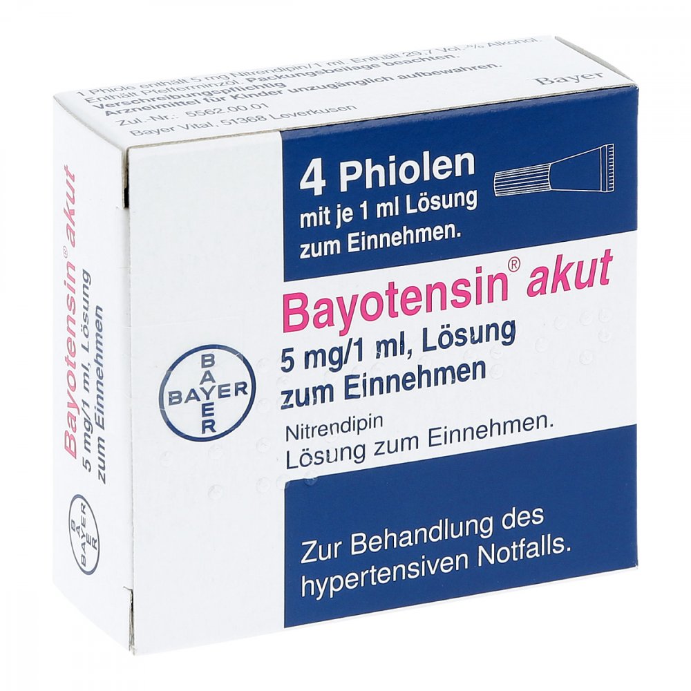 Das Produktfoto zeigt Bayotensin Akut Phiolen Lösung Zum Einnehmen (4X1 ml) PZN 04751789