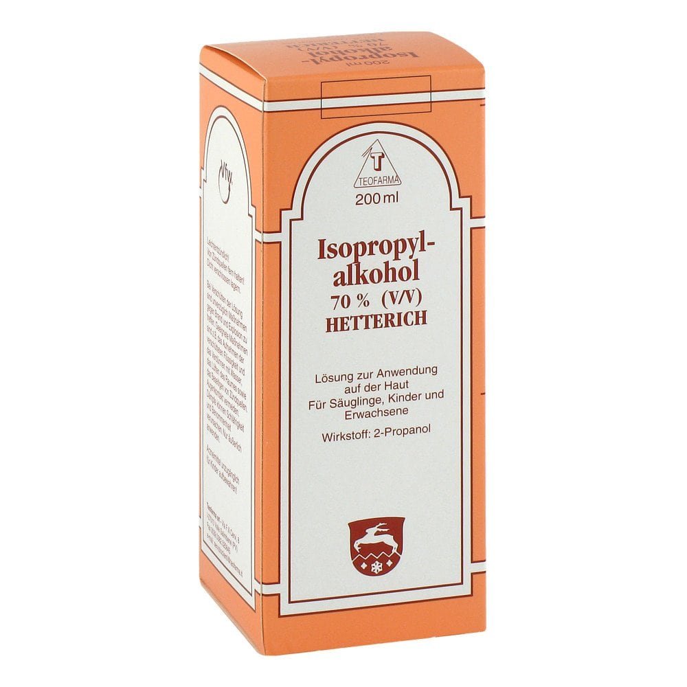 Das Produktfoto zeigt Isopropylalkohol 70% V/V Hetterich (200 ml) PZN 04769714